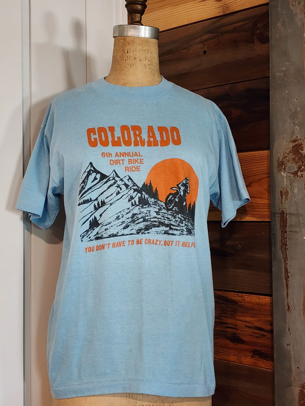 Vintage Colorado 6th Annual Dirt Bike Ride Graphic Tee - Light Blue